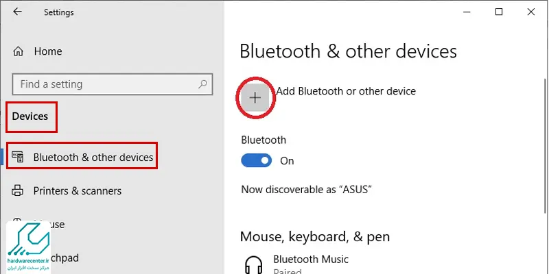 قسمت Bluetooth & other device انتخاب گزینه Add Bluetooth & other device 