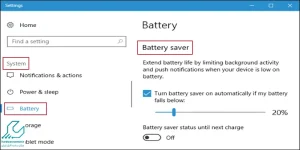 روشن کردن حالت battery saver