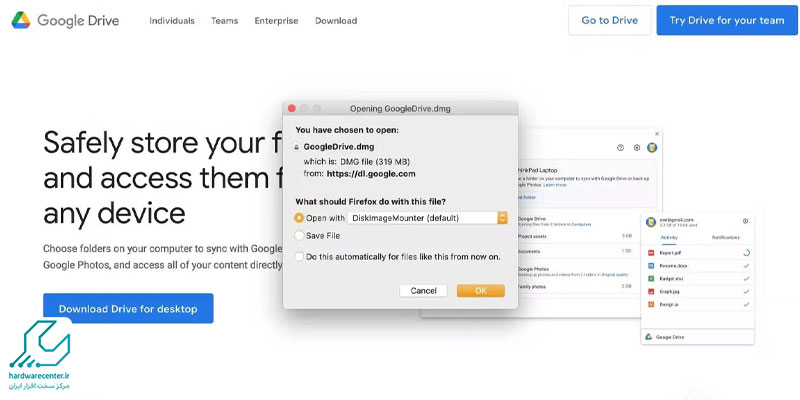 نحوه نصب نسخه دسکتاپ Google Drive در مک او اس