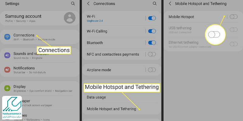 اتصال اینترنت موبایل به لپ تاپ از طریق وای فای